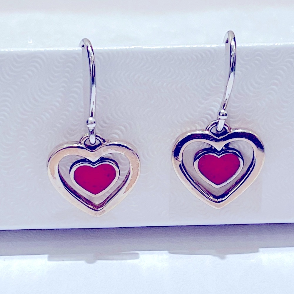 Coach Y2K VINTAGE Sterling Silver Heart Drop Earrings